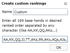 create hand custom rankings icmizer window